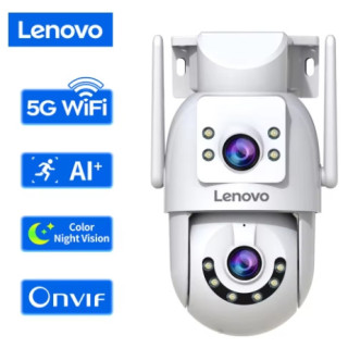 Lenovo 4K WiFi caméra de Surveillance 5G Wifi extérieur double objectif PTZ caméras IP suivi automatique Audio vidéo ONVIF sécur