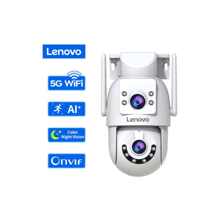 Lenovo 4K WiFi caméra de Surveillance 5G Wifi extérieur double objectif PTZ caméras IP suivi automatique Audio vidéo ONVIF sécur