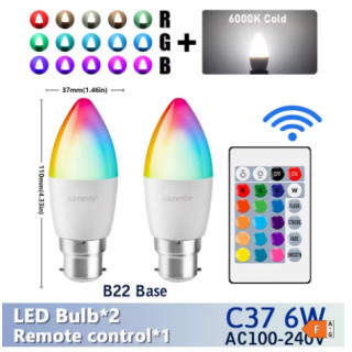 Ampoule LED E27 avec télécommande RGB multicolore