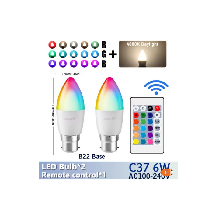 Ampoule LED E27 avec télécommande RGB multicolore