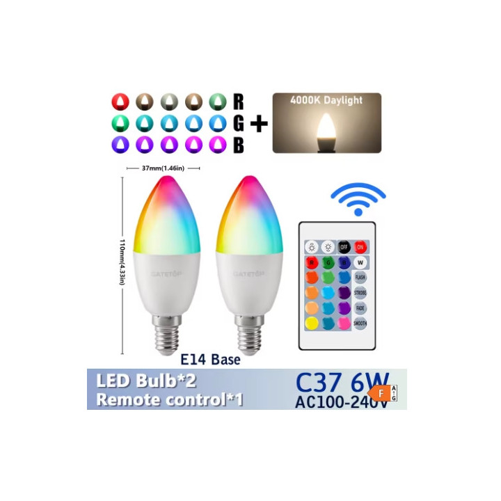 Ampoule LED E27 avec télécommande RGB multicolore
