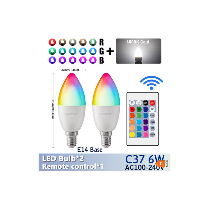 Ampoule LED E27 avec télécommande RGB multicolore