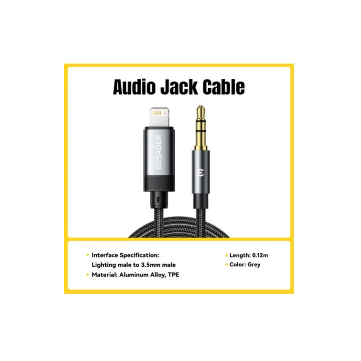 Adaptateur iPhone vers Jack 3.5 mm Mâle – Câble Lightning AUX