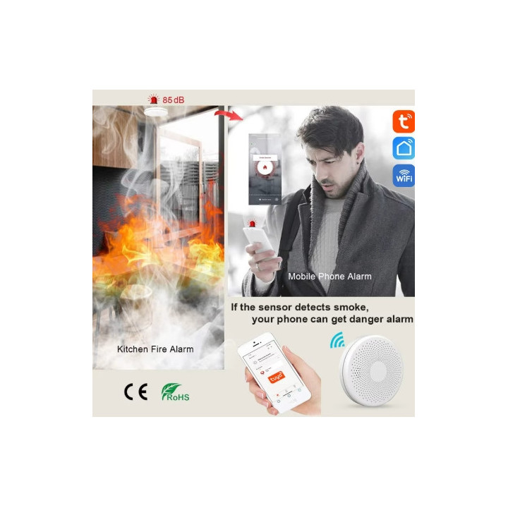 Détecteur de fumée et monoxyde de carbone 2-en-1 connecté