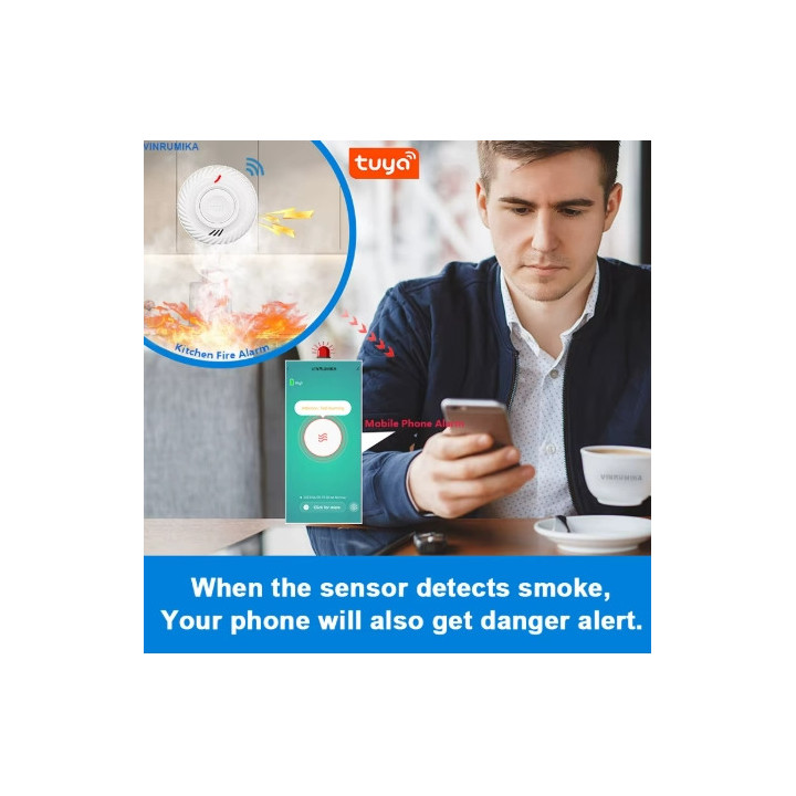 Détecteur de Fumée WiFi Compatible Smart Life & Tuya