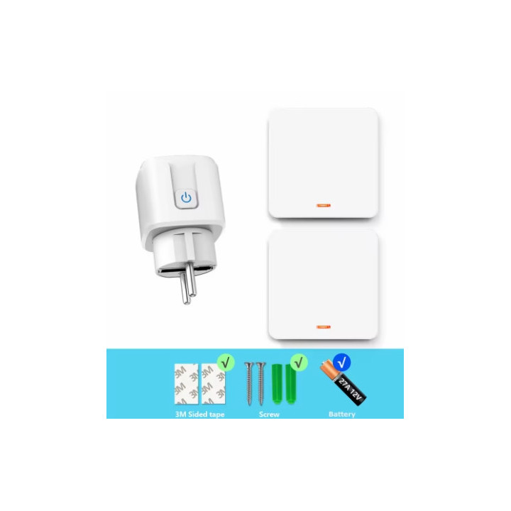 Prise intelligente sans fil avec 2 interrupteurs mural